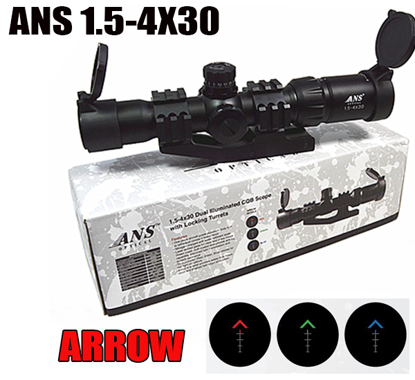 ANS 1.5-4X30 RGB Tri-illuminated ARROW Reticle CQB Riflescope